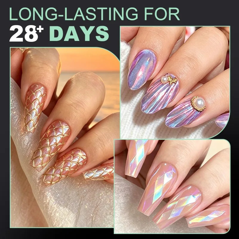 3D Fish Scale Press On Nails 240Pcs – Short Almond Soft Gel