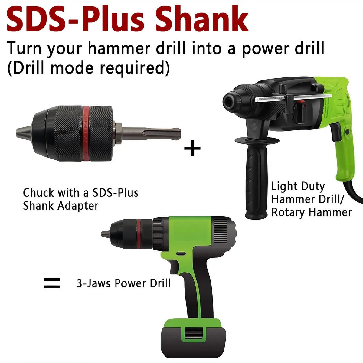 Keyless 13mm Drill Chuck Set – SDS Plus & Hex Shank Adapter