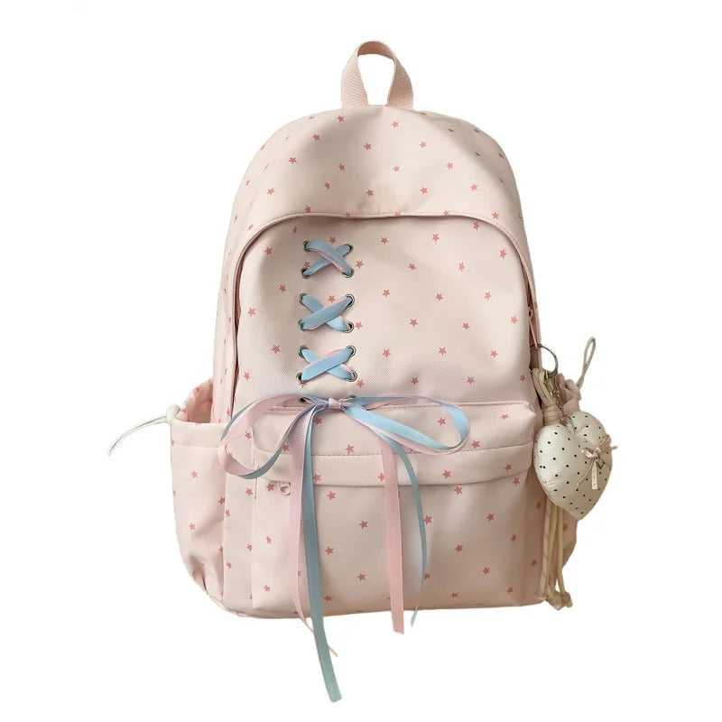 Girls' Large Capacity Polka Dot School Backpack – Stylish Bag