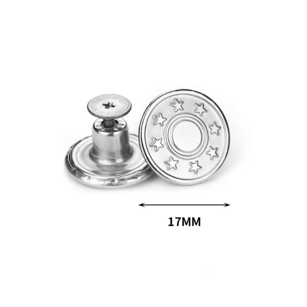 10-Pack No-Sew Jeans Buttons 17mm Metal Shank with Screwdriver