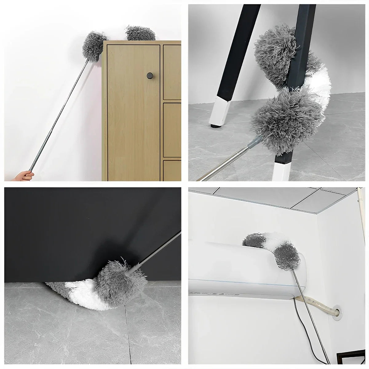 Telescopic Microfiber Duster Set – 40–250cm, 3 Heads