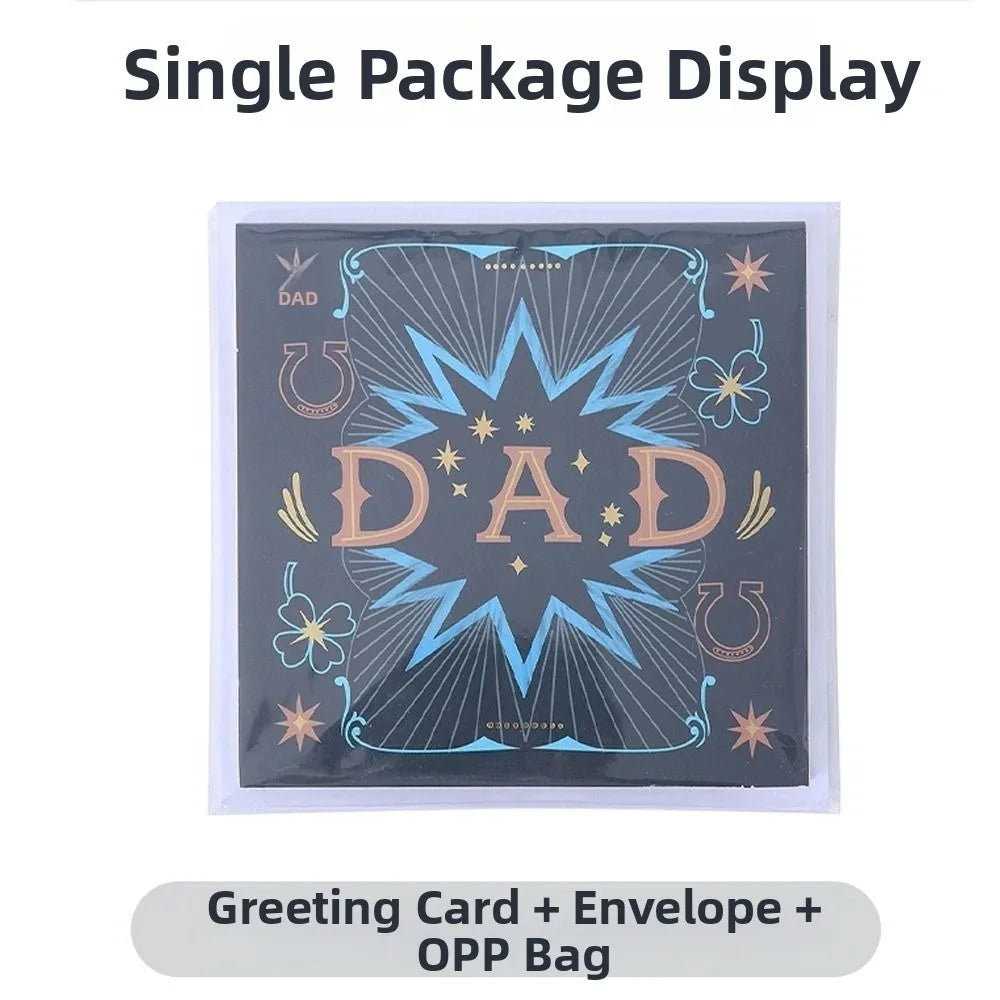 3D Pop-Up Father's Day Card with Envelope – Multicolor Cartoon
