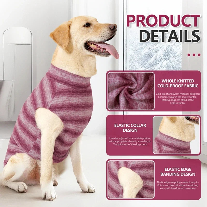 Winter Striped Dog Coat – Soft Warm Fleece Puppy Outfit XS–3XL