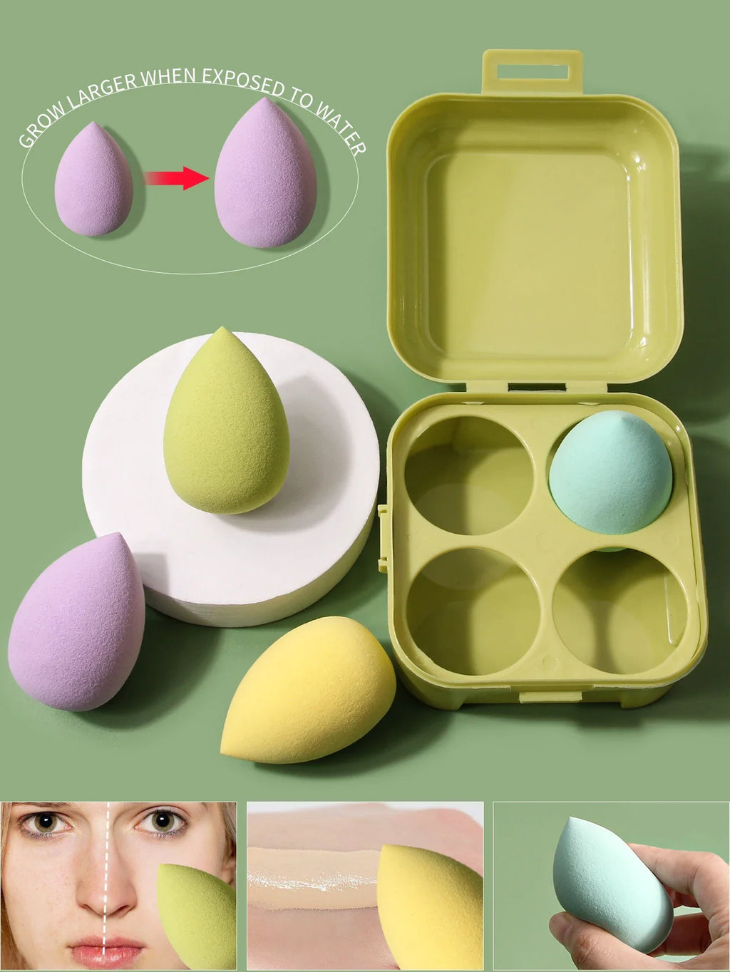 4PCS Soft Makeup Sponge Set – Beauty Egg & Powder Puff