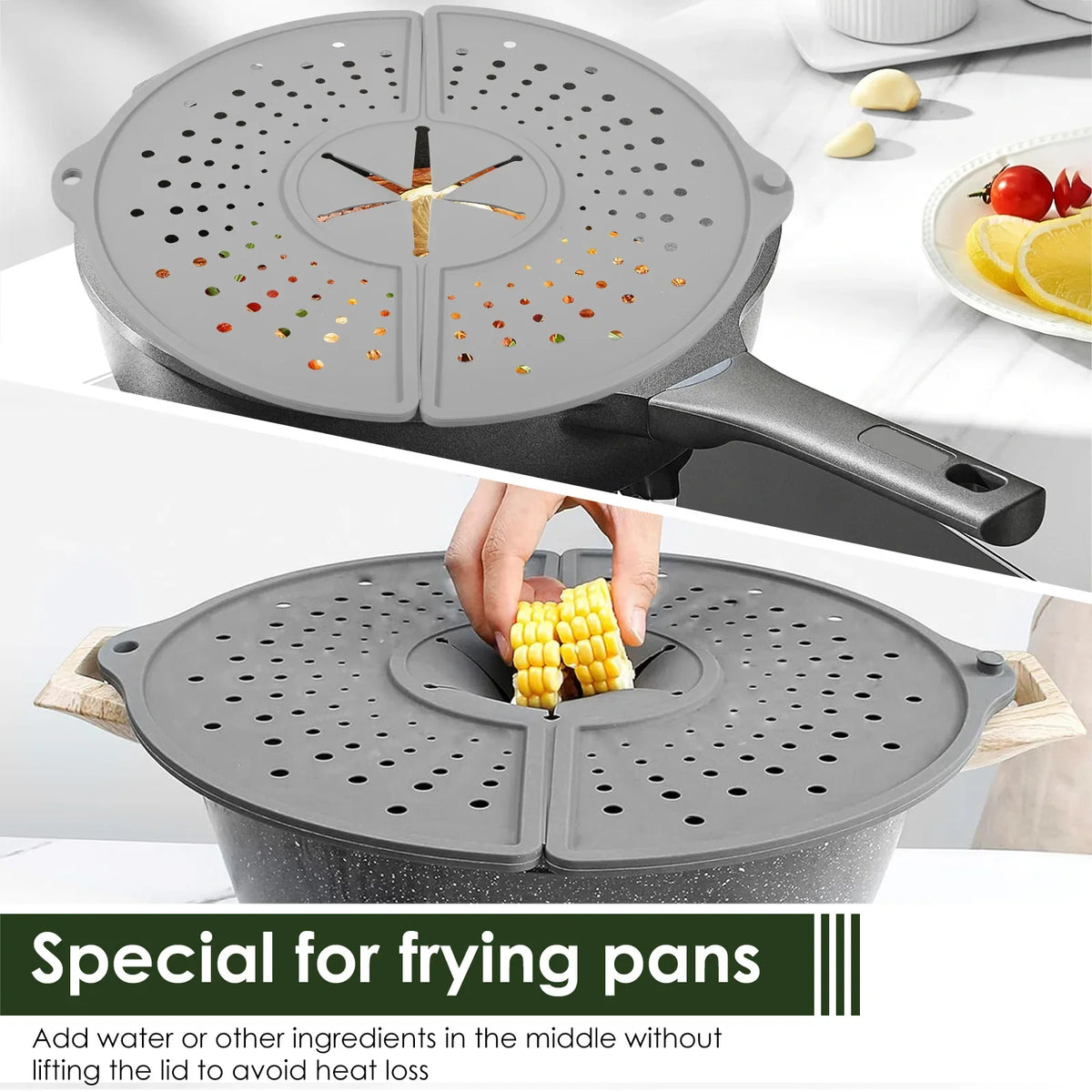 Foldable Silicone Splatter Screen & Oil Splash Guard for Frying Pan