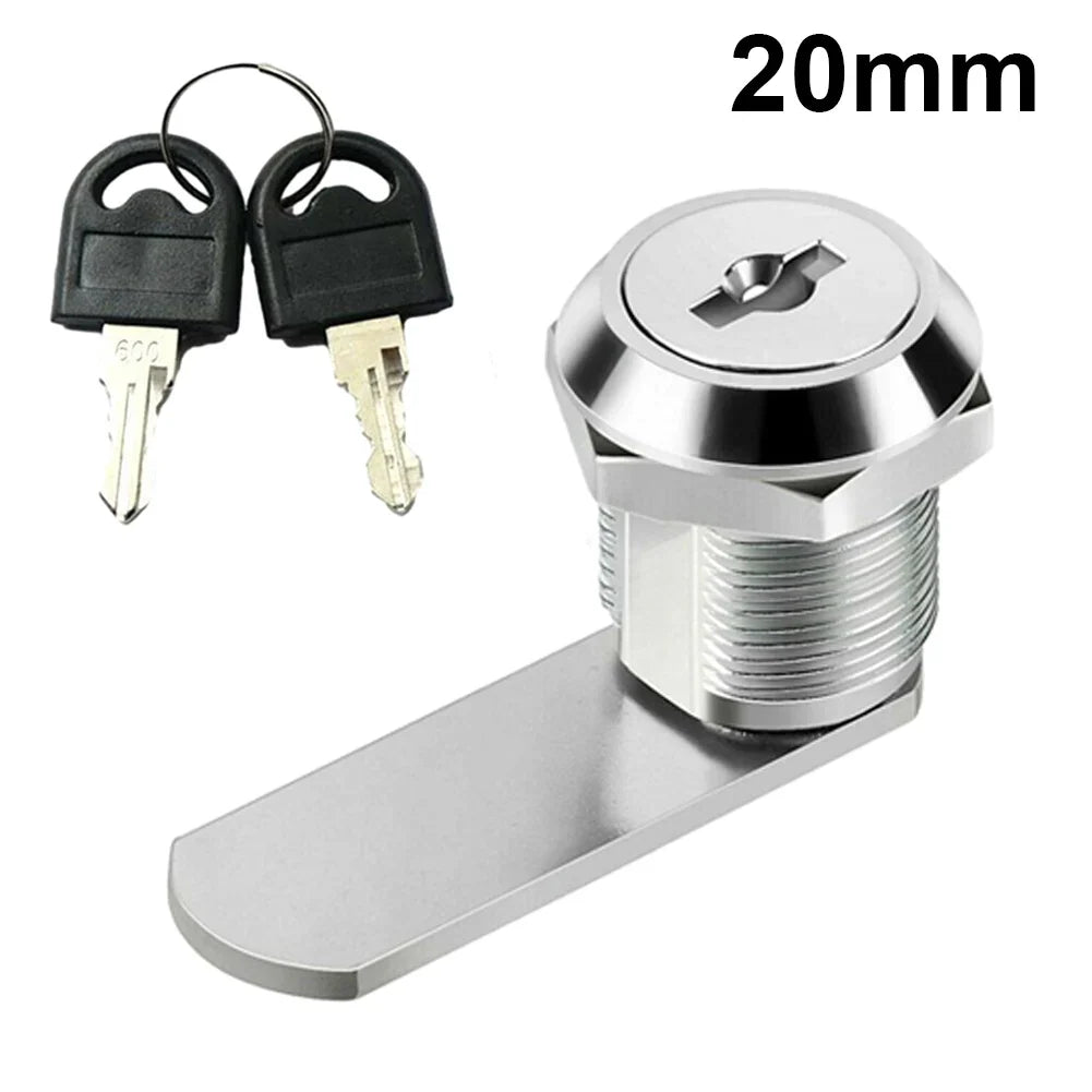 Cam Lock 16–30mm Zinc Alloy Cabinet Drawer Mailbox Lock + 2 Keys