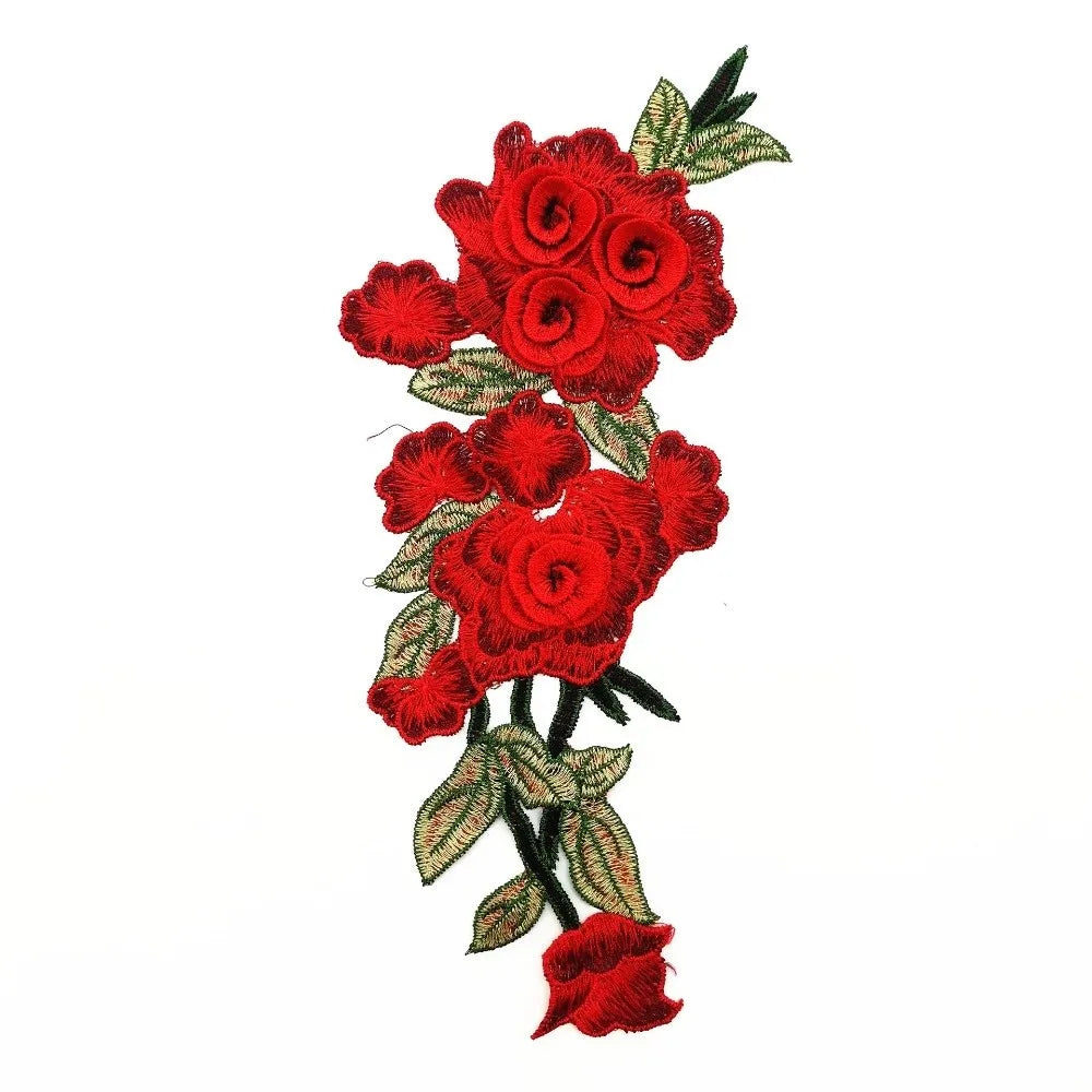 3D Embroidered Rose Flower Sew-On Patch – Ethnic Appliqué