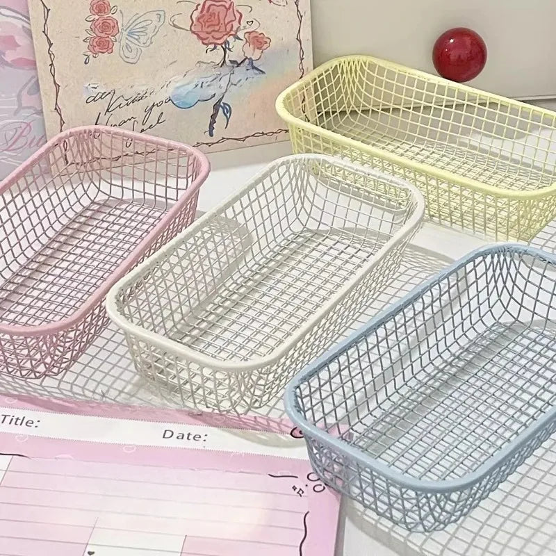 Wrought Iron Desktop Storage Basket – Ins Style Organizer