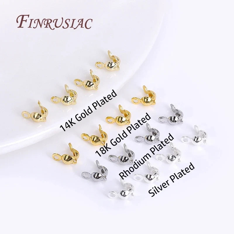 14K/18K Gold Plated Bead Tip Knot Cover Crimp End Caps | DIY