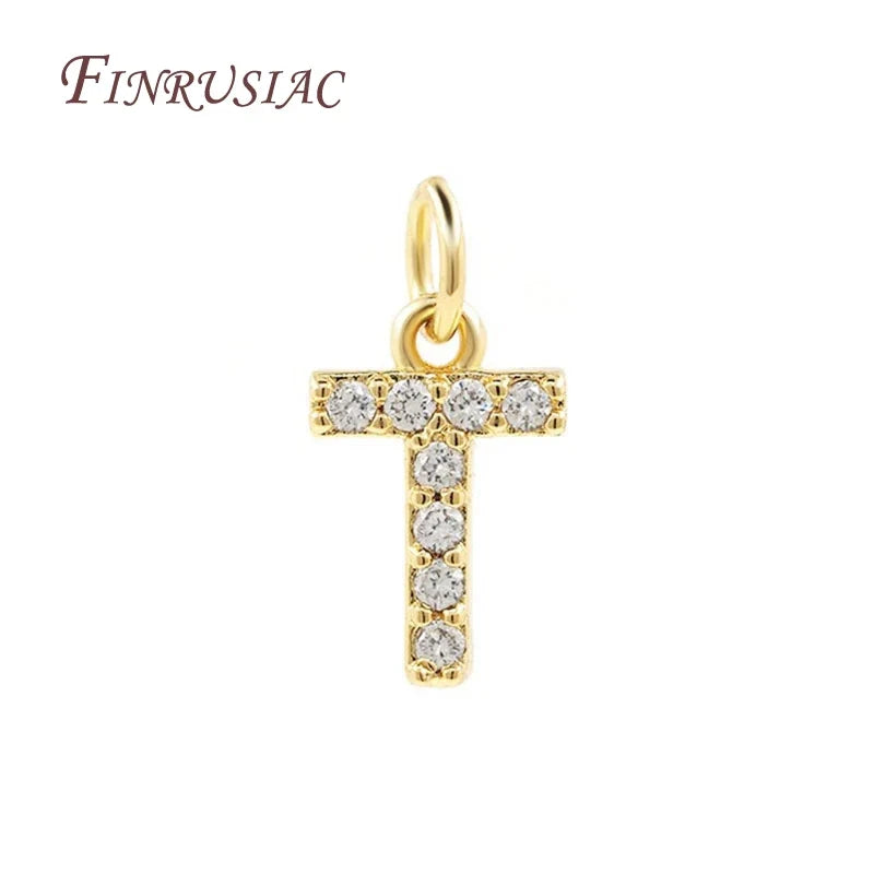 18K Gold Plated Zircon Letter Pendants A-Z Alphabet Charms