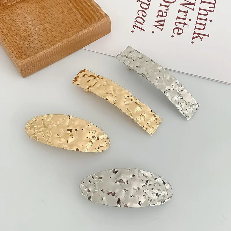 Metal Geometric Spring Hair Clip – Gold & Silver Plated