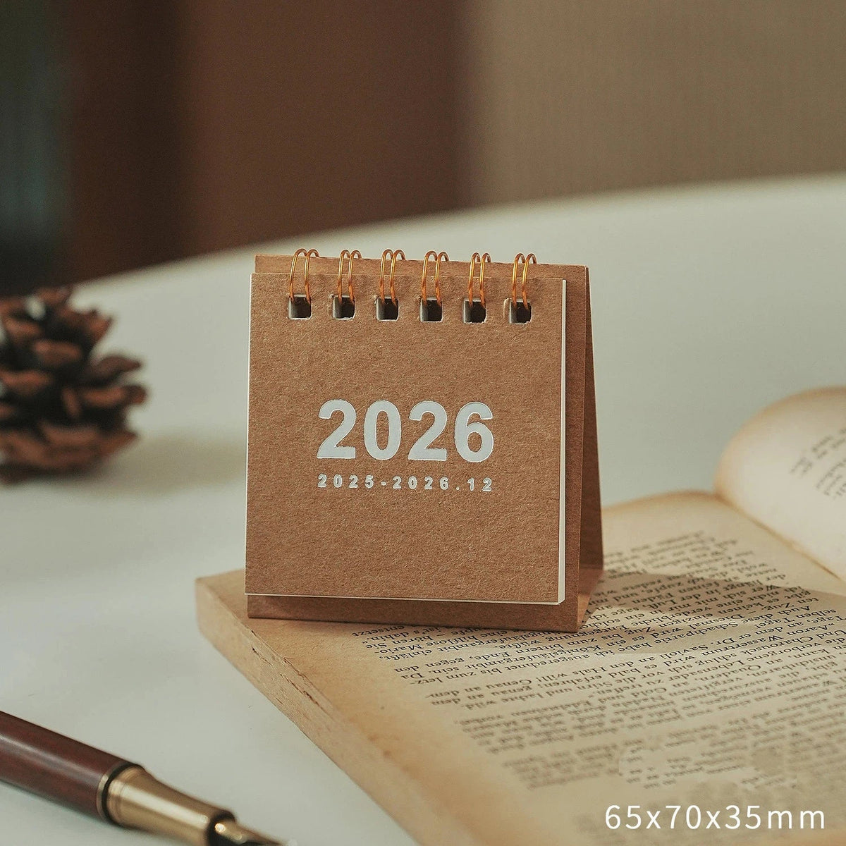 2026 Retro Mini Scroll Desk Calendar | Desktop Planner Decor