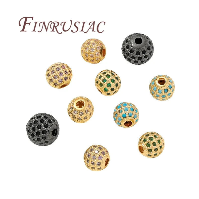 18K Gold Plated Zircon Spacer Beads – Brass DIY Jewelry Making