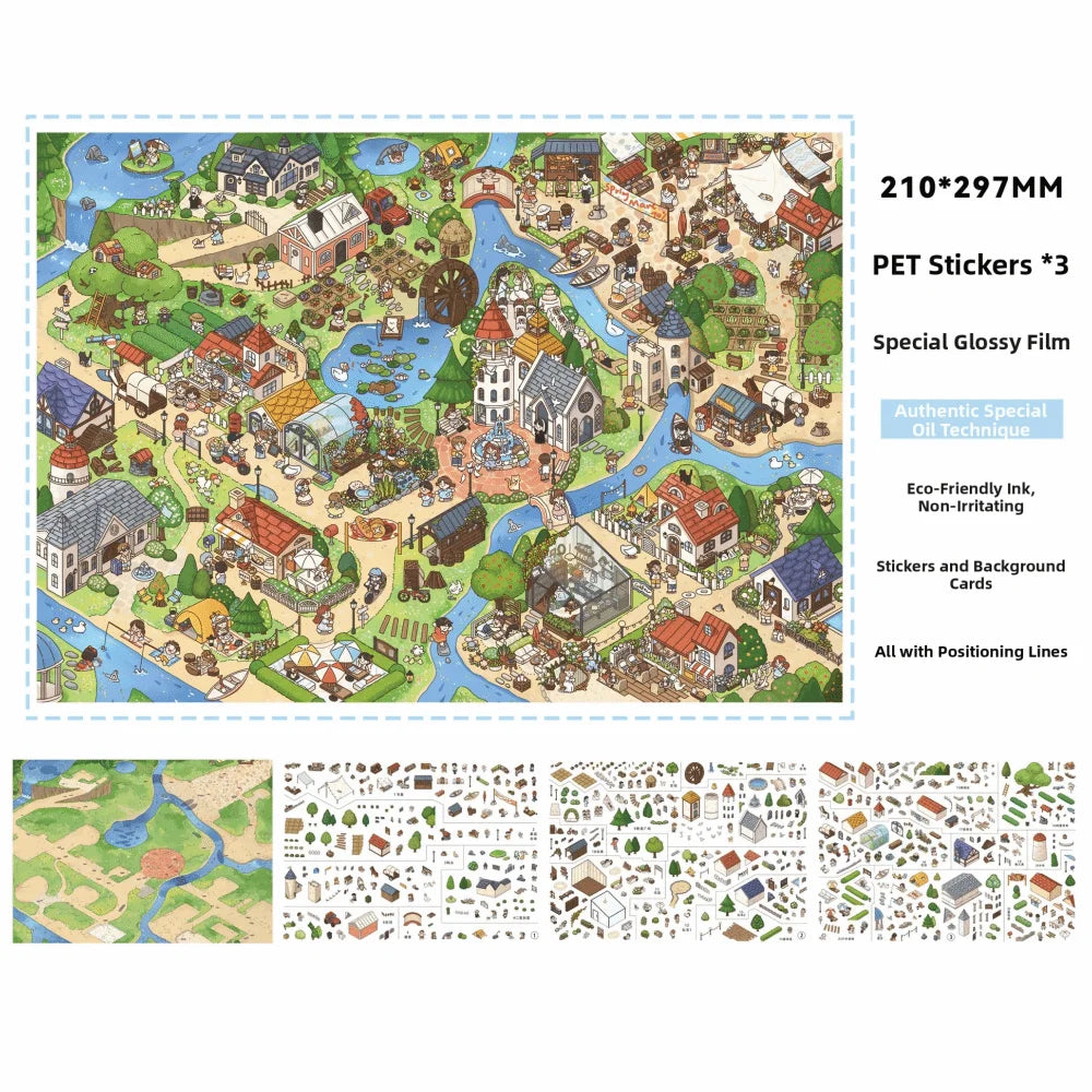 3D Stacking Travel Scene Stickers – PET Die-Cut Scrapbook Sheets