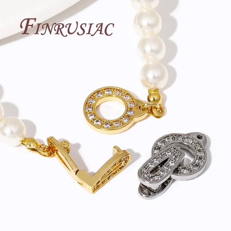 18K Gold Plated Zircon Pearl Clasp Connector – DIY Jewelry Making