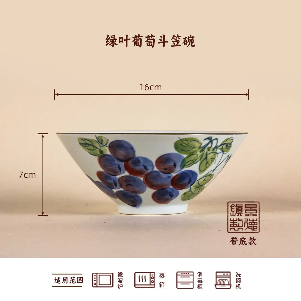 Jingdezhen Handmade Ceramic Bamboo Hat Bowl – Underglaze Color