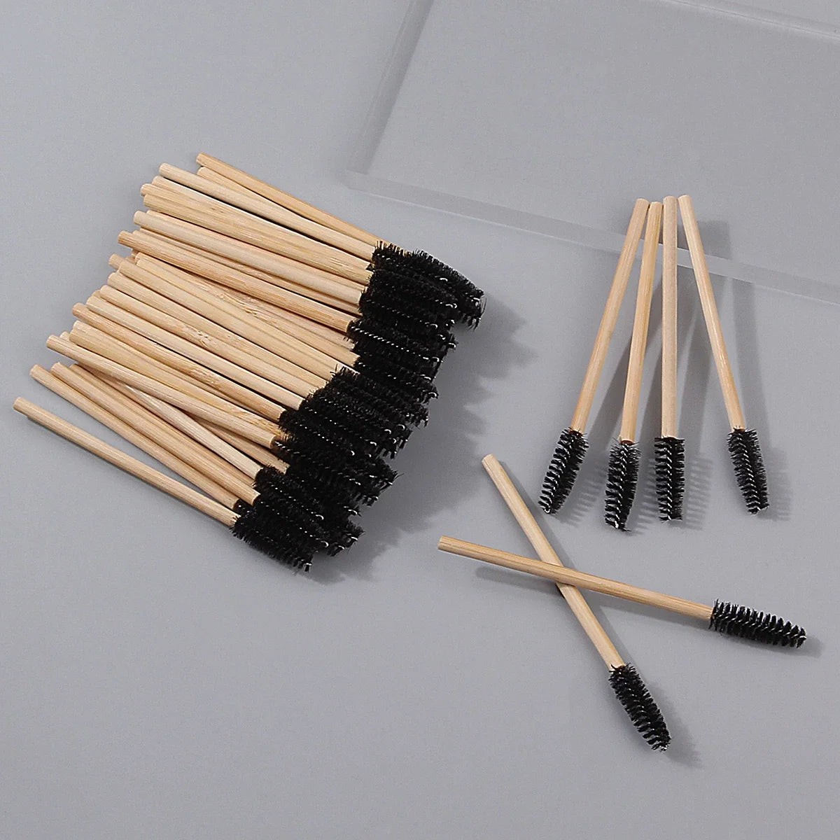 50PCS Bamboo Mascara Wands – Lash & Eyebrow Brush Set