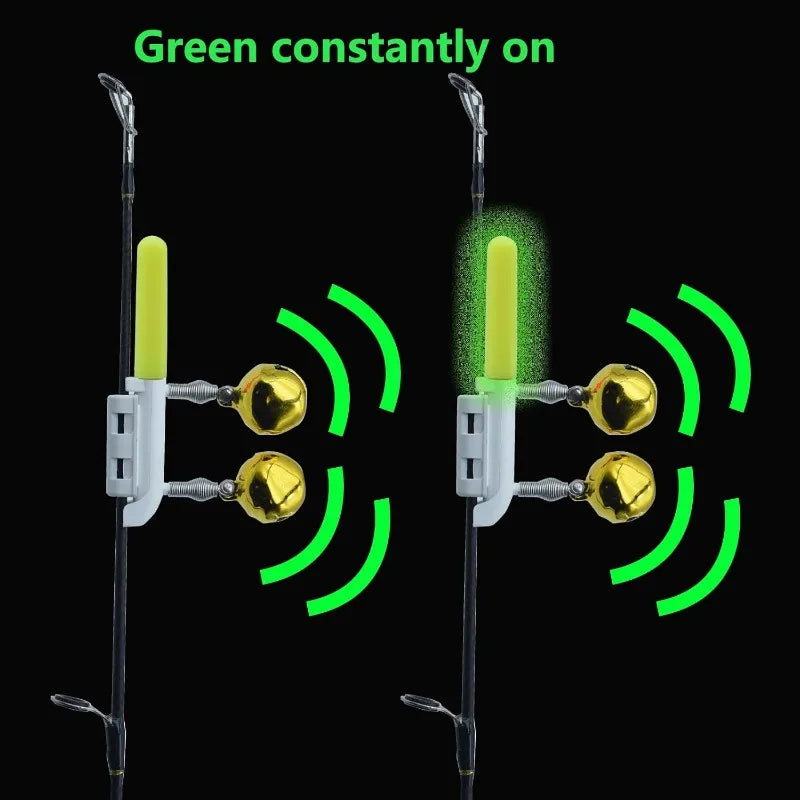 5Pcs LED Fishing Rod Tip Lights with Bells & CR425 Battery