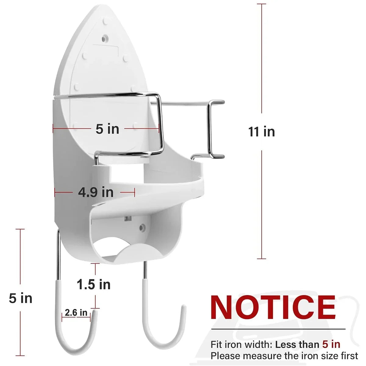 Wall Mount Ironing Board Holder & Iron Hanger Rack – Metal