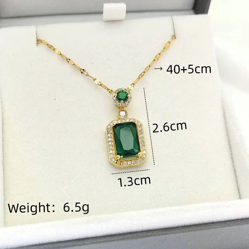 Women's Minimalist Clavicle Chain Necklace – Copper Glass Pendant
