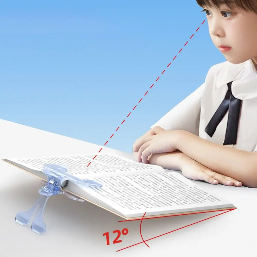Transparent Acrylic Book Holder & Bookmark Clip | 12° Angle