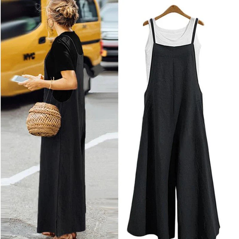 Women's Wide Leg Bib Overalls – Cotton Jumpsuit S–5XL