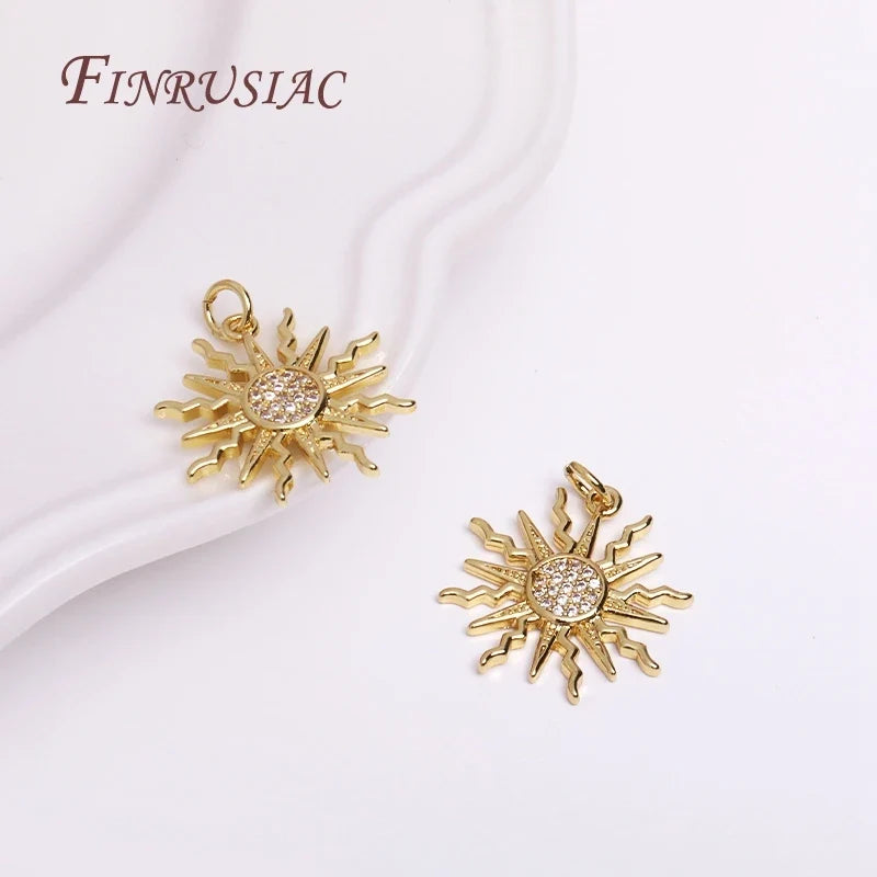 18K Gold Plated Sun Charm Pendant | DIY Jewelry Making