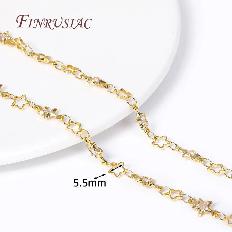 18K Gold Plated Star Zircon Link Chain | DIY Jewelry Making