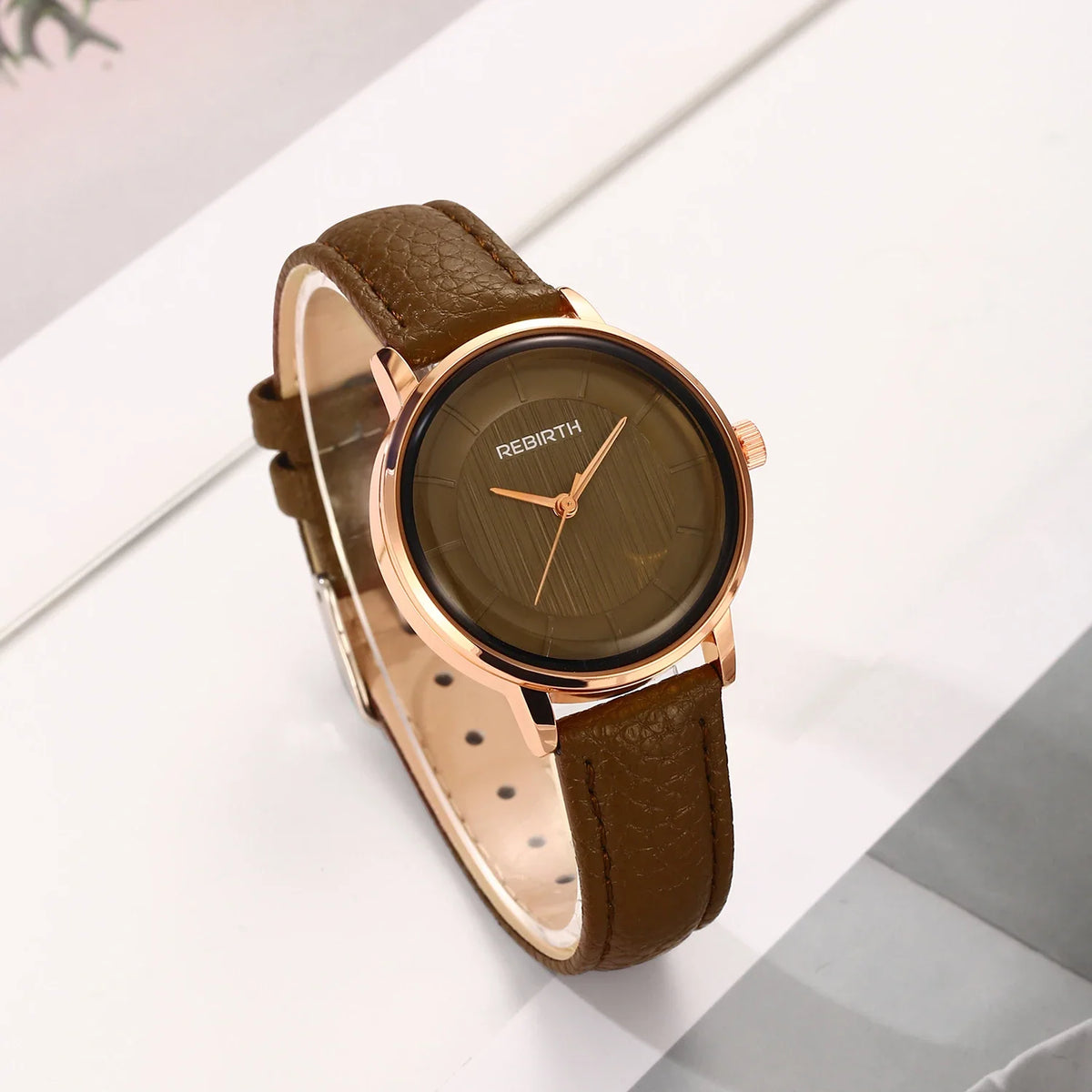 REBIRTH Square Quartz Watch – Unisex Minimalist Leather Band