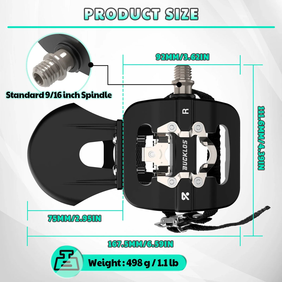 BUCKLOS Dual Function Bike Pedals – Platform & SPD Clipless
