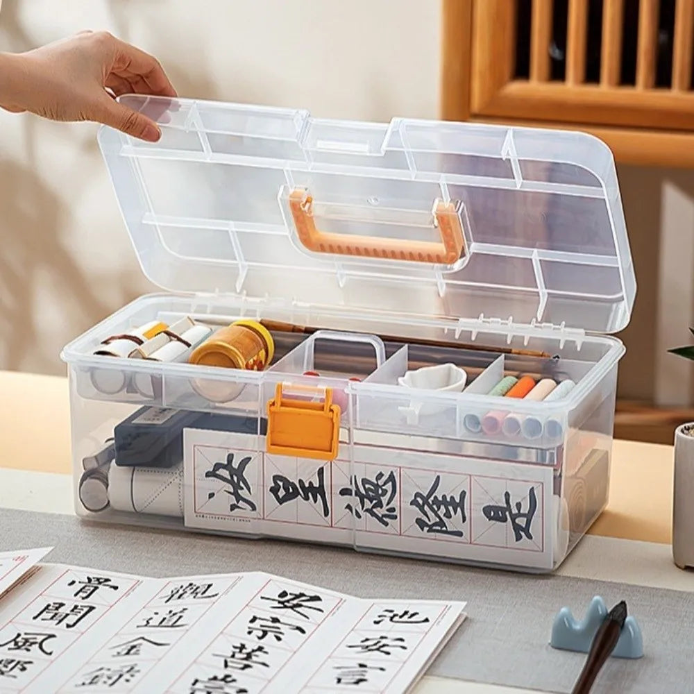 Transparent Plastic Tool Organizer Box with Adjustable Dividers