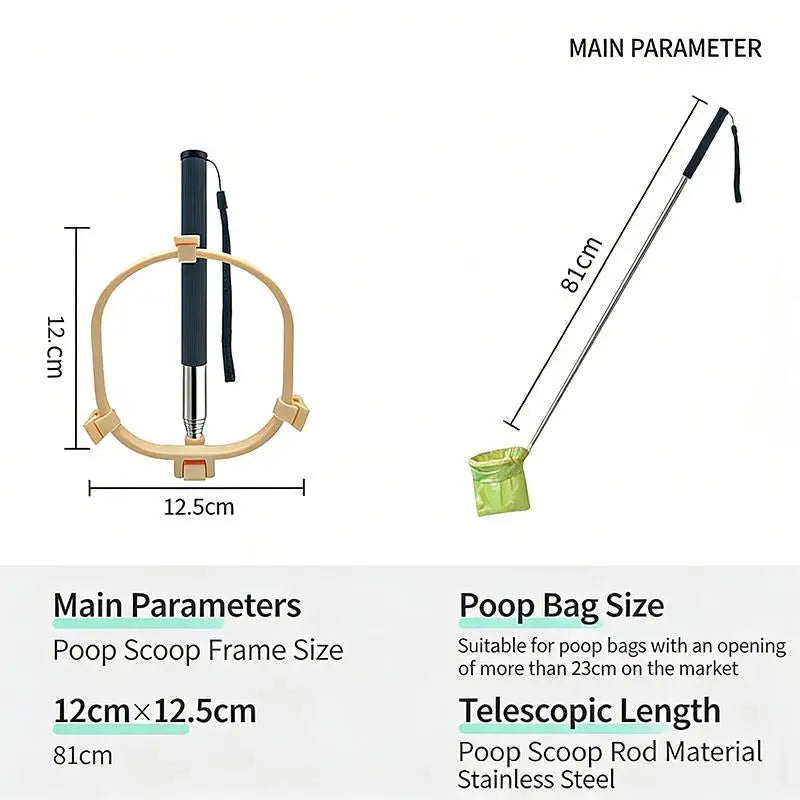 Foldable Telescopic Dog Poop Bag Holder – Non-Contact Pet Tool