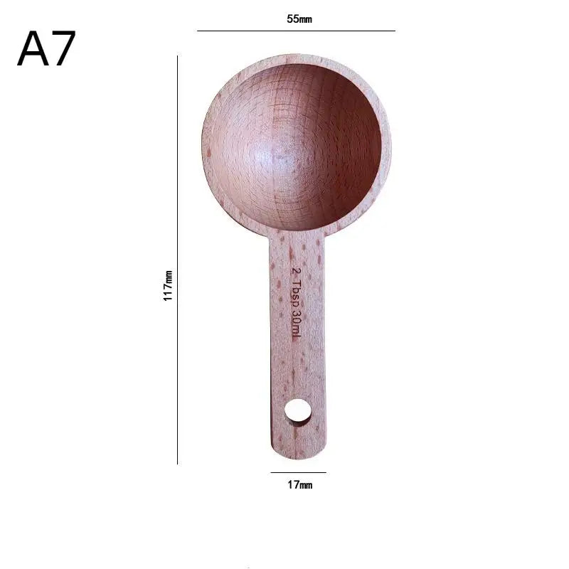 Wooden Measuring Spoon 7.5–45ML Beech Walnut Kitchen Tool