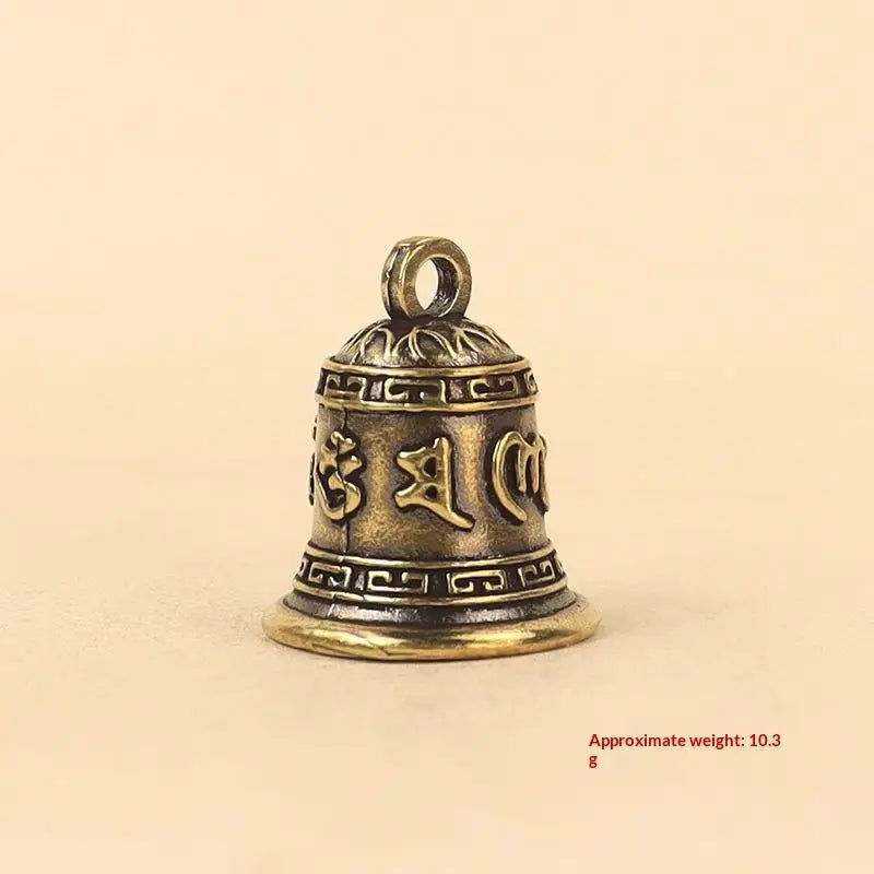 Retro Copper Mantra Bell Antique Engraved Pendant Charm