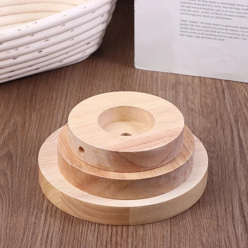 Round Solid Wood Table Lamp Base – 10cm 12cm 15cm DIY Stand