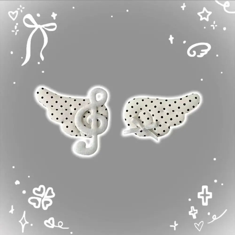 Musical Note Angel Wings Hair Clips – Black & White Barrettes