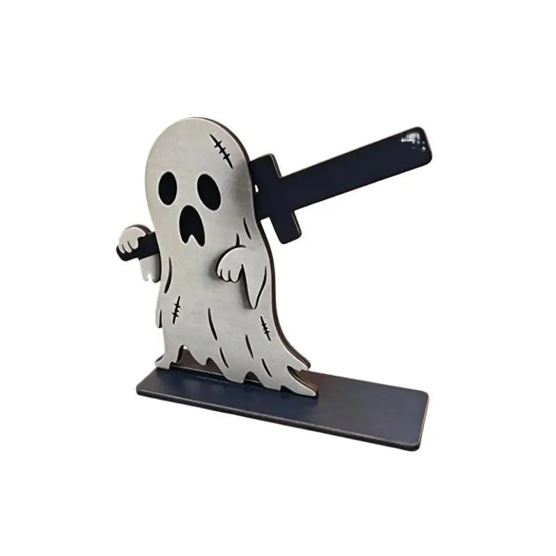 Wooden Grim Reaper Skeleton Ornament – Halloween Tabletop Décor