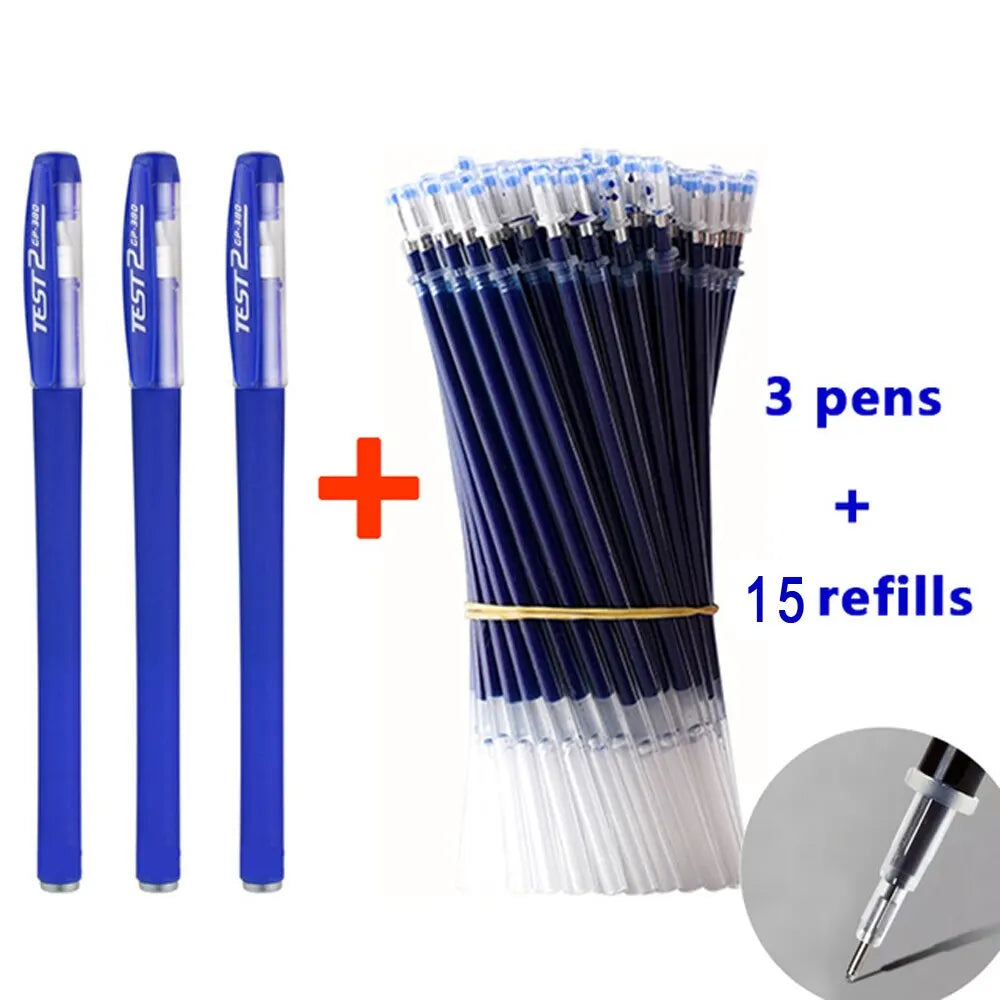Gel Pens Set 0.5mm Bullet Tip – Black Blue Red Ink | School