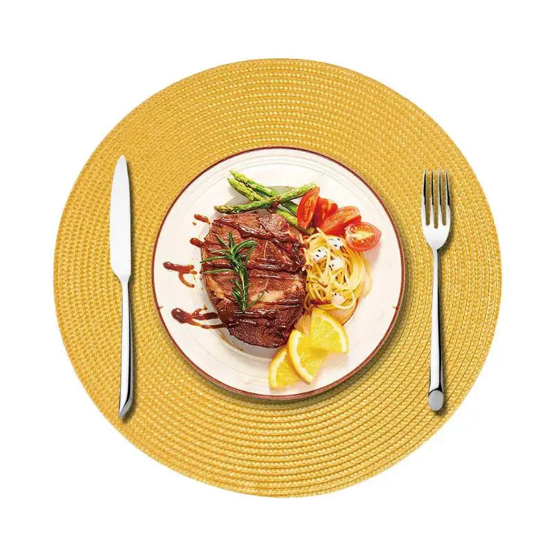 Round 38cm Woven Christmas Placemat – Heat-Resistant Table Mat