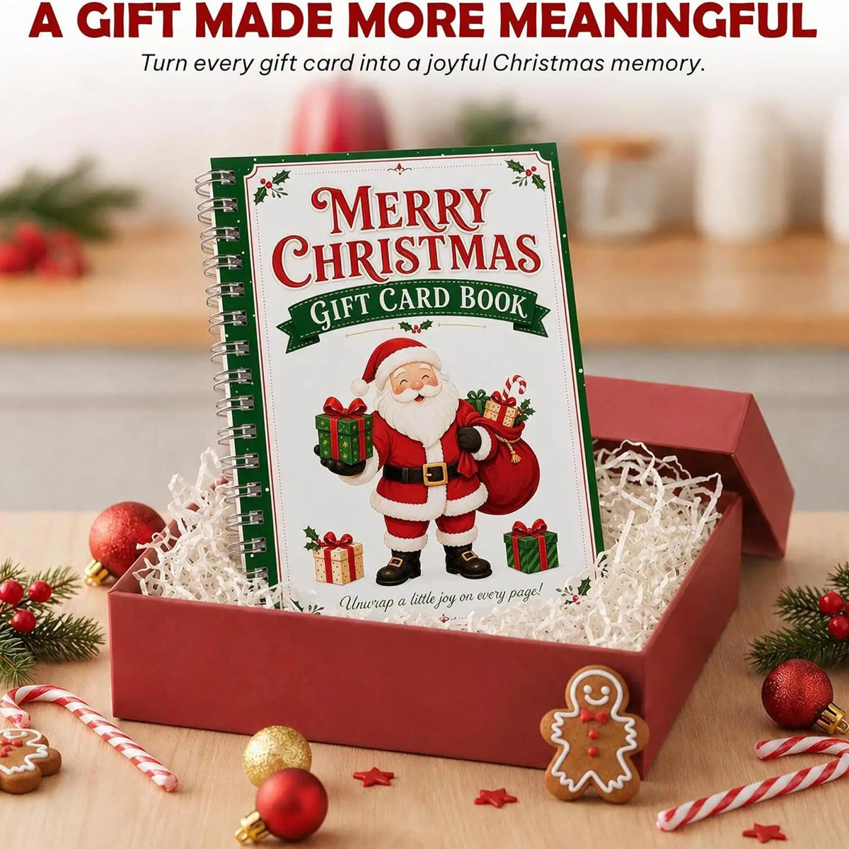 Christmas Gift Card Holder Book | Spiral-Bound Festive Booklet