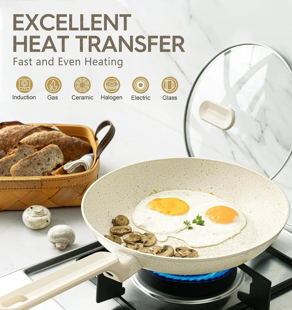 MICHELANGELO 30cm Granite Non-Stick Frying Pan with Lid