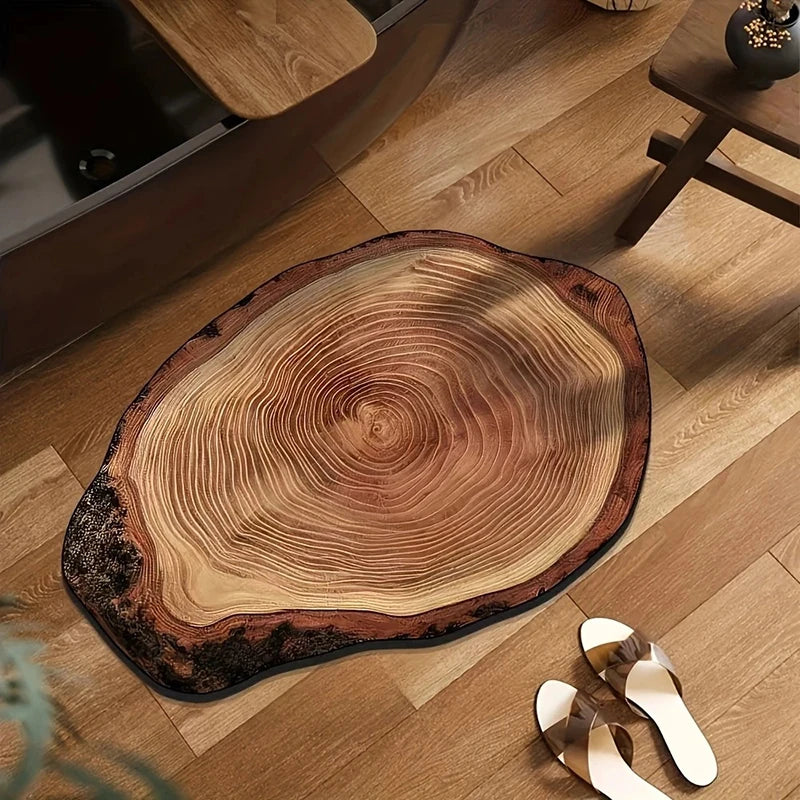 Wood Grain Bathroom Mat – Non-Slip Stump Design 50×80cm