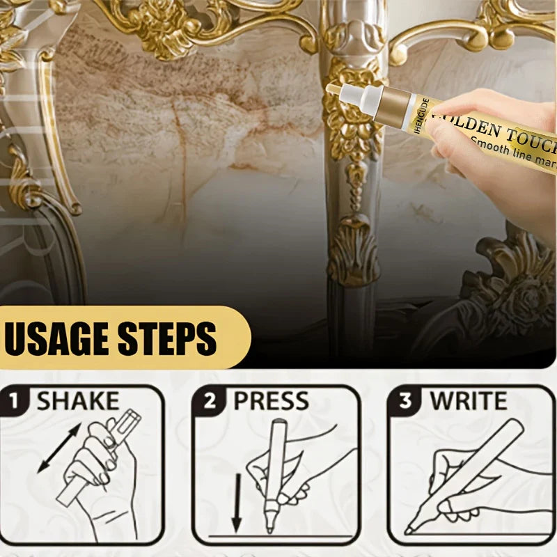 Gold Paint Pen – Fine Tip Quick-Dry Marker for Metal & Decor