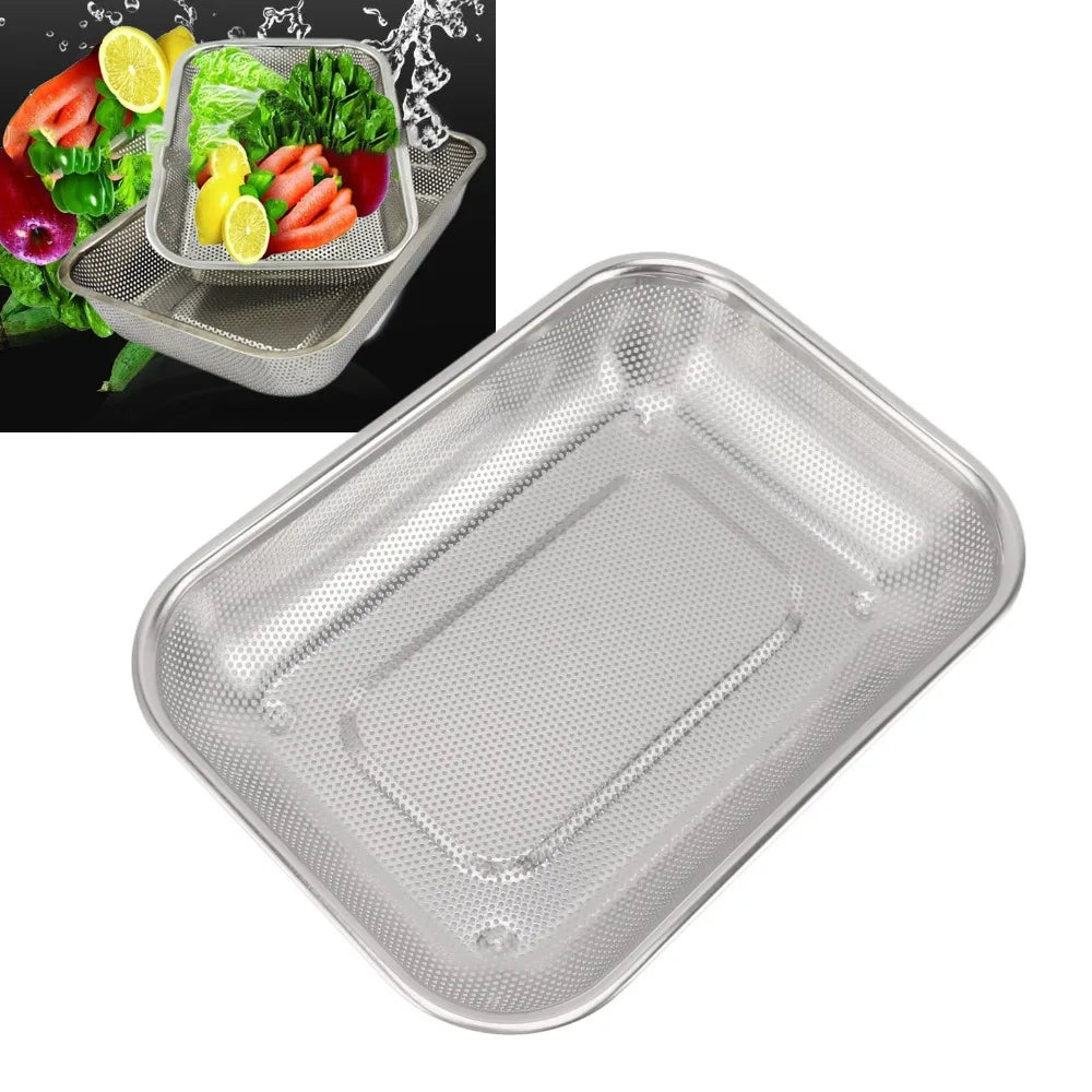 Stainless Steel Rectangular Strainer Basket | Fine Mesh Colander