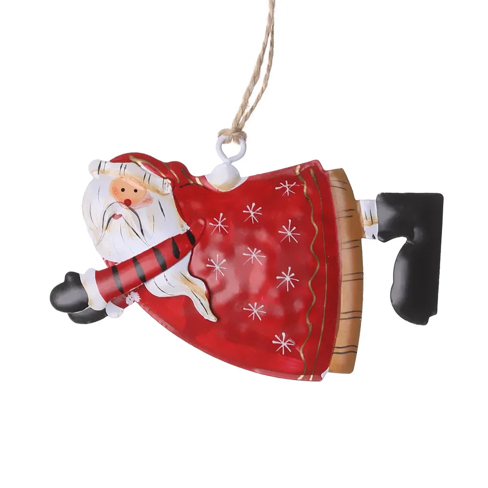 Retro Metal Christmas Ornaments – Angel, Santa & Snowman Pendants