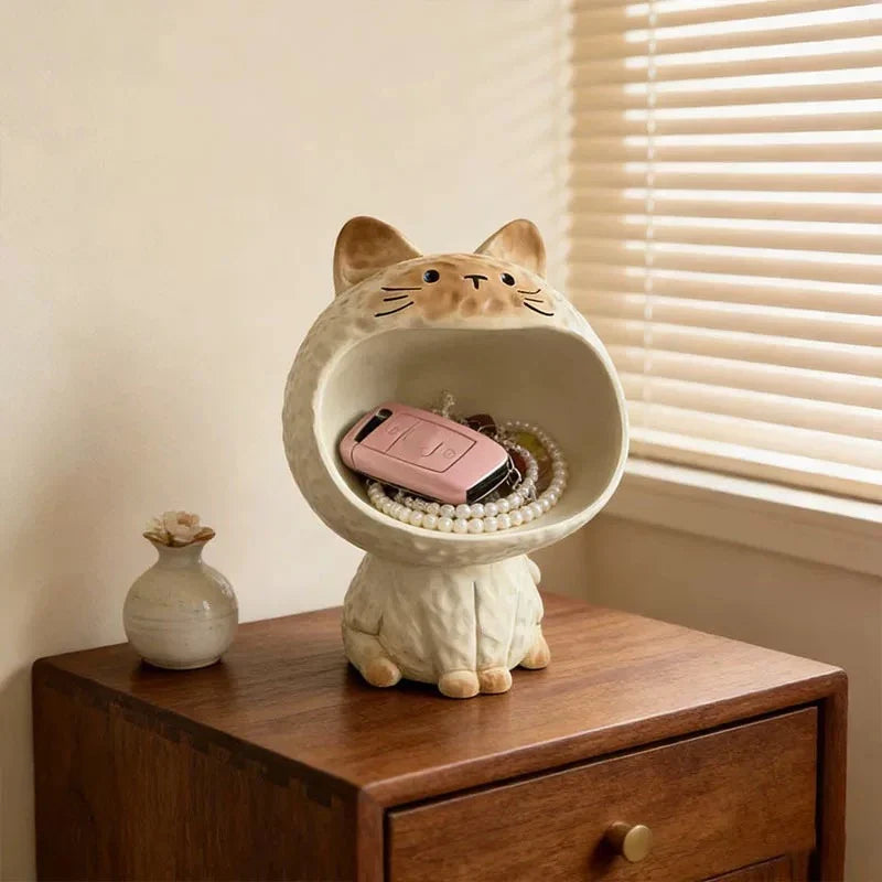 Cute Cat Desktop Storage Box – Kawaii Desk Organizer