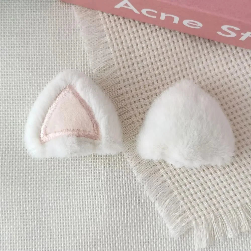 2PCS Plush Cat & Rabbit Ear DIY Patches for Hats & Headbands