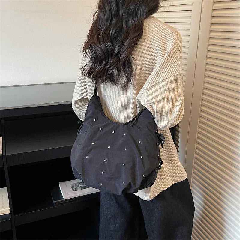 Women's Rivet Dumpling Crossbody Bag – Large Capacity Shoulder Bag