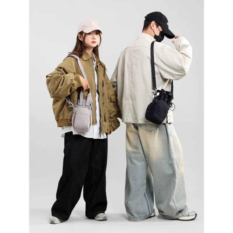 Korean Nylon Small Square Crossbody Bag – Trendy Unisex