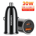 Rocoren 36W USB-C PD & QC 3.0 Dual-Port Car Charger
